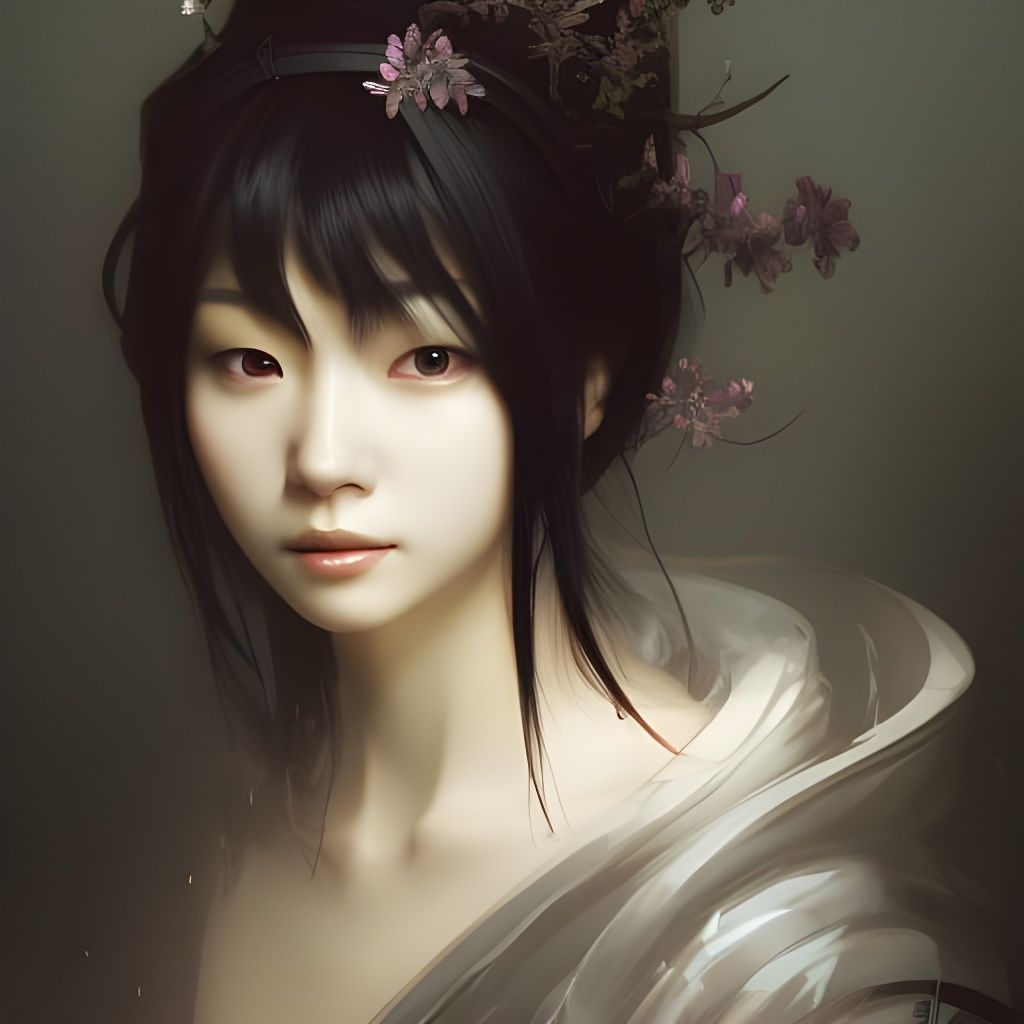 Anime Gothic Woman Portrait in Hyperdetailed Style