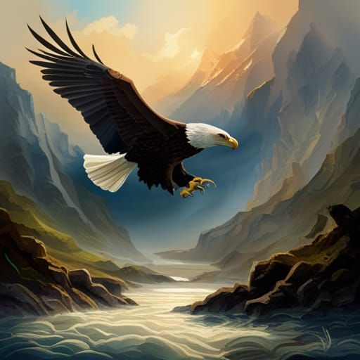 an image of an eagle diving towards its prey