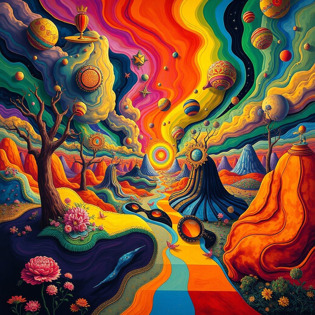 Vibrant Omnipresence Scene in Abstract Expressionist Style