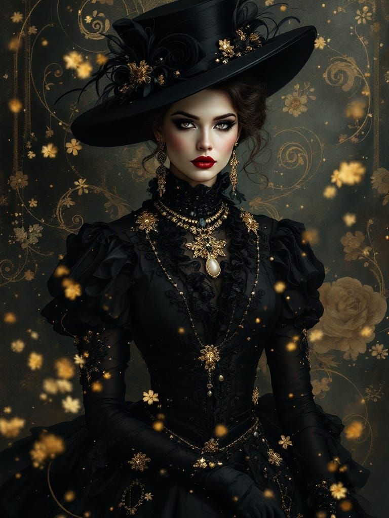 Regal Woman in Luxurious, Moody Portrait