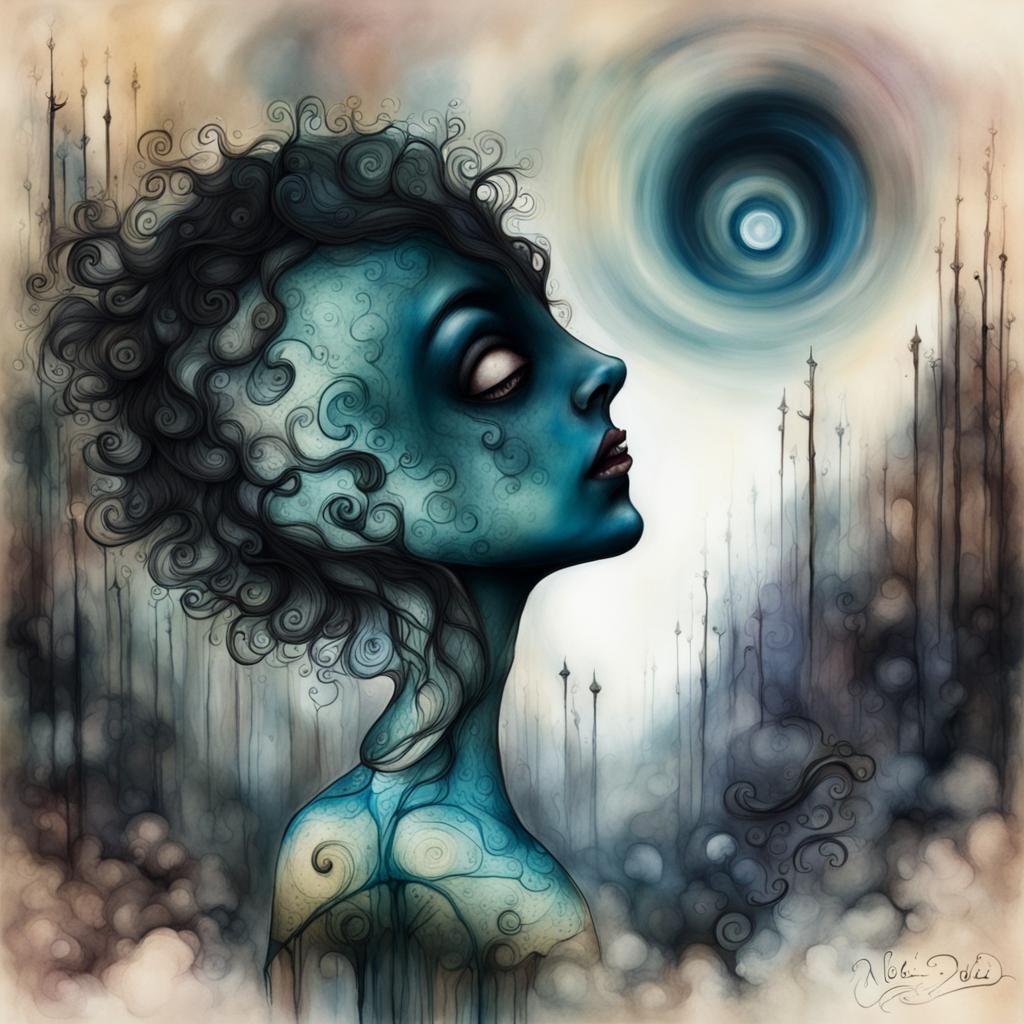 Surreal Male Figure's Search for Inner Void