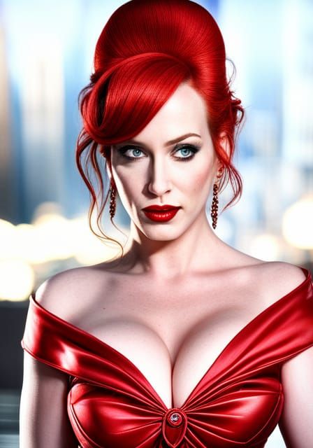 Hyperrealistic Christina Hendricks as Jessica Rabbit