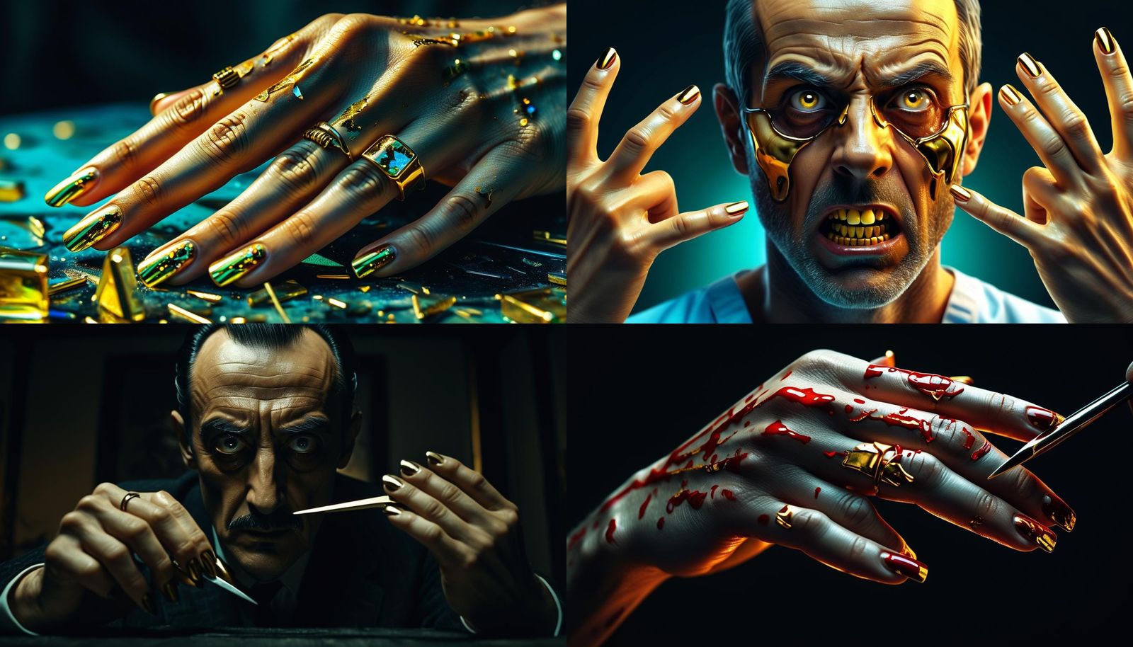 Scary Man with Sharp Gold Fingernails