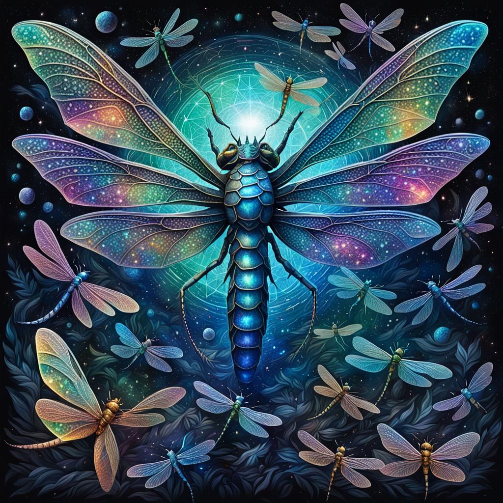 Holographic Dragon Made of Dragonflies
