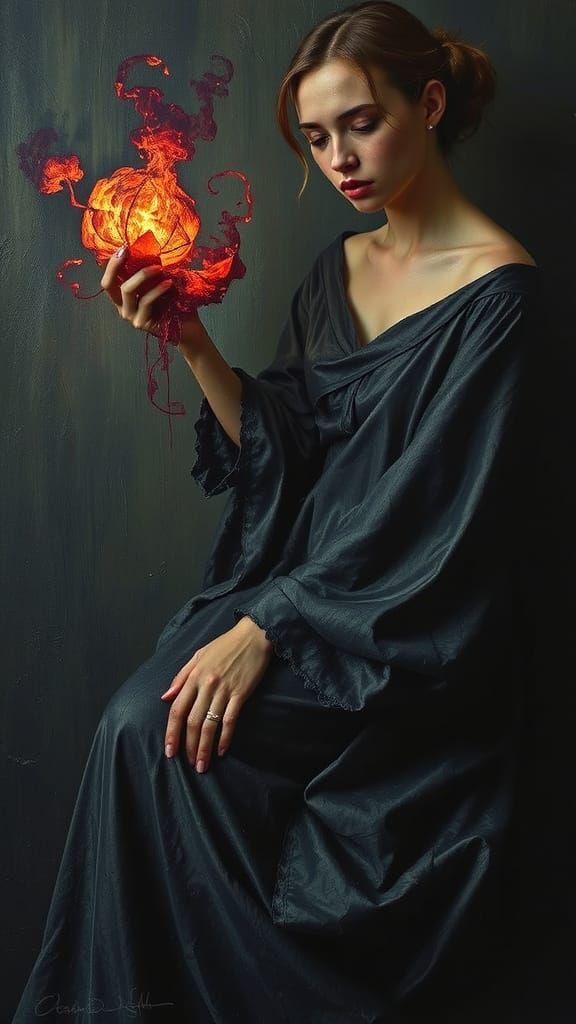 Malaria Scene in Encaustic Painting Style