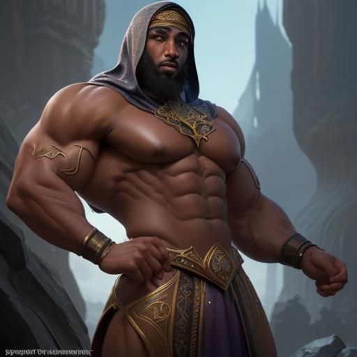 Bodybuilder Islamic Prophet Idris: Detailed Matte Painting