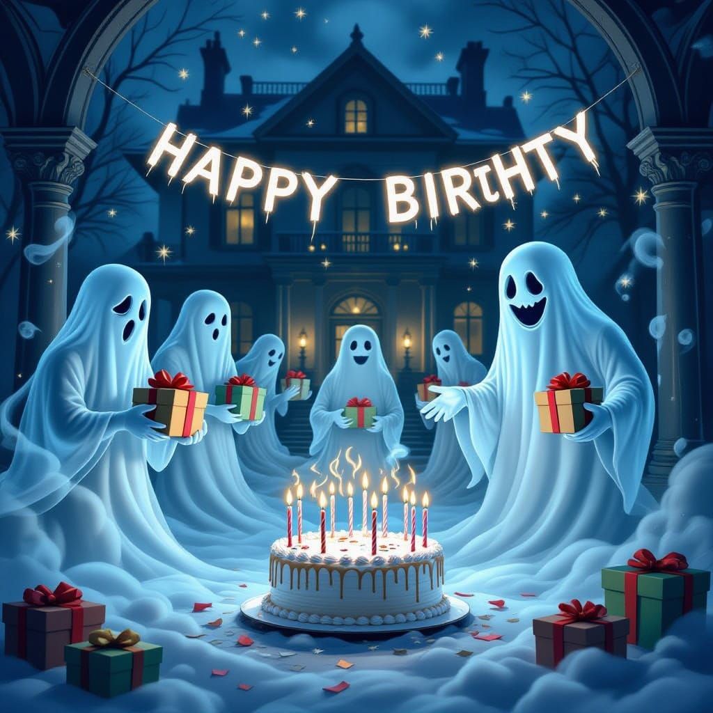 Ghostly Surprise Party in Ethereal Mansion