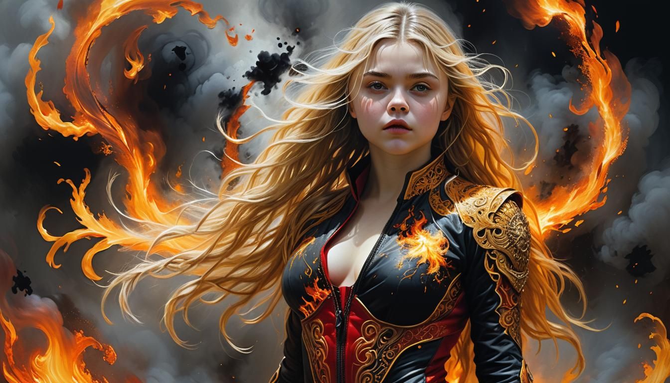 Fire Mage Creates Fireball as Digital Painting