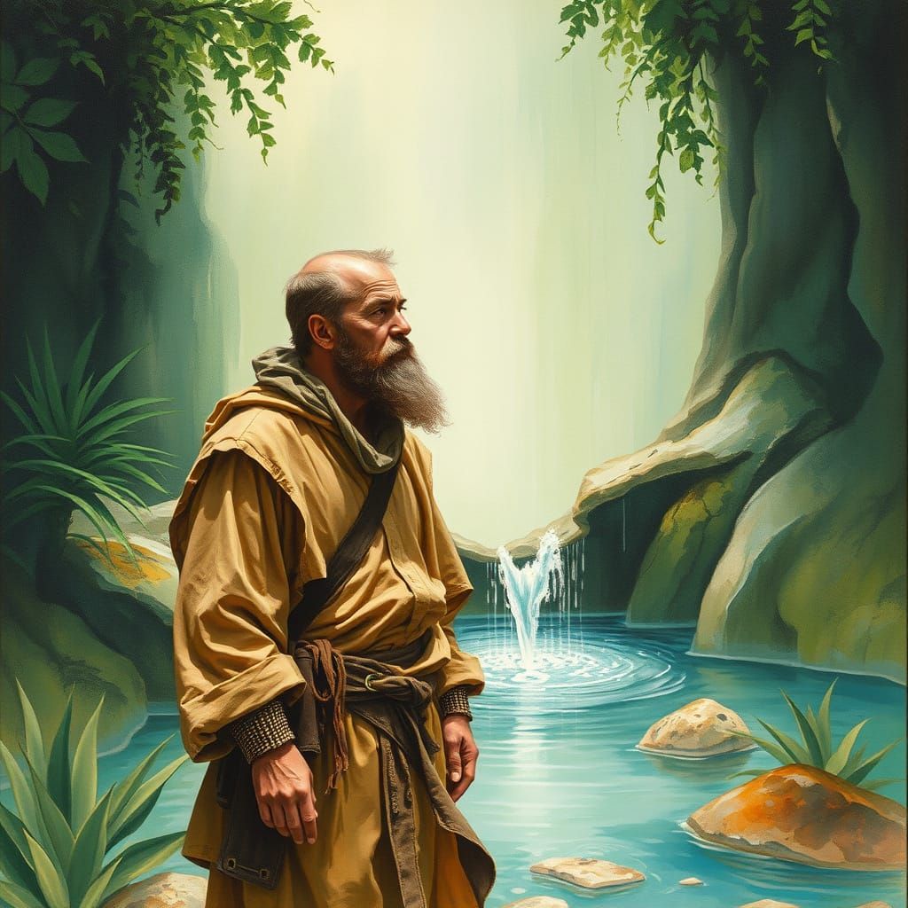 Marco Polo discovering the fountain of youth