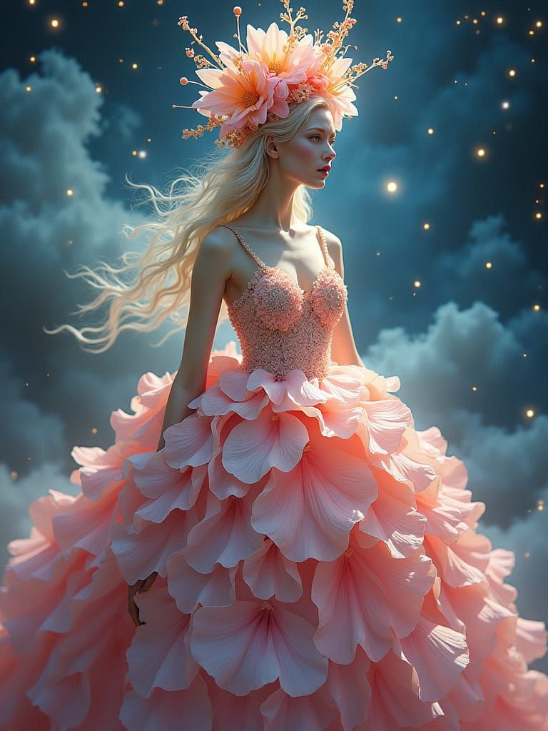 Regal Flower Queen in Astral Fantasycore Style