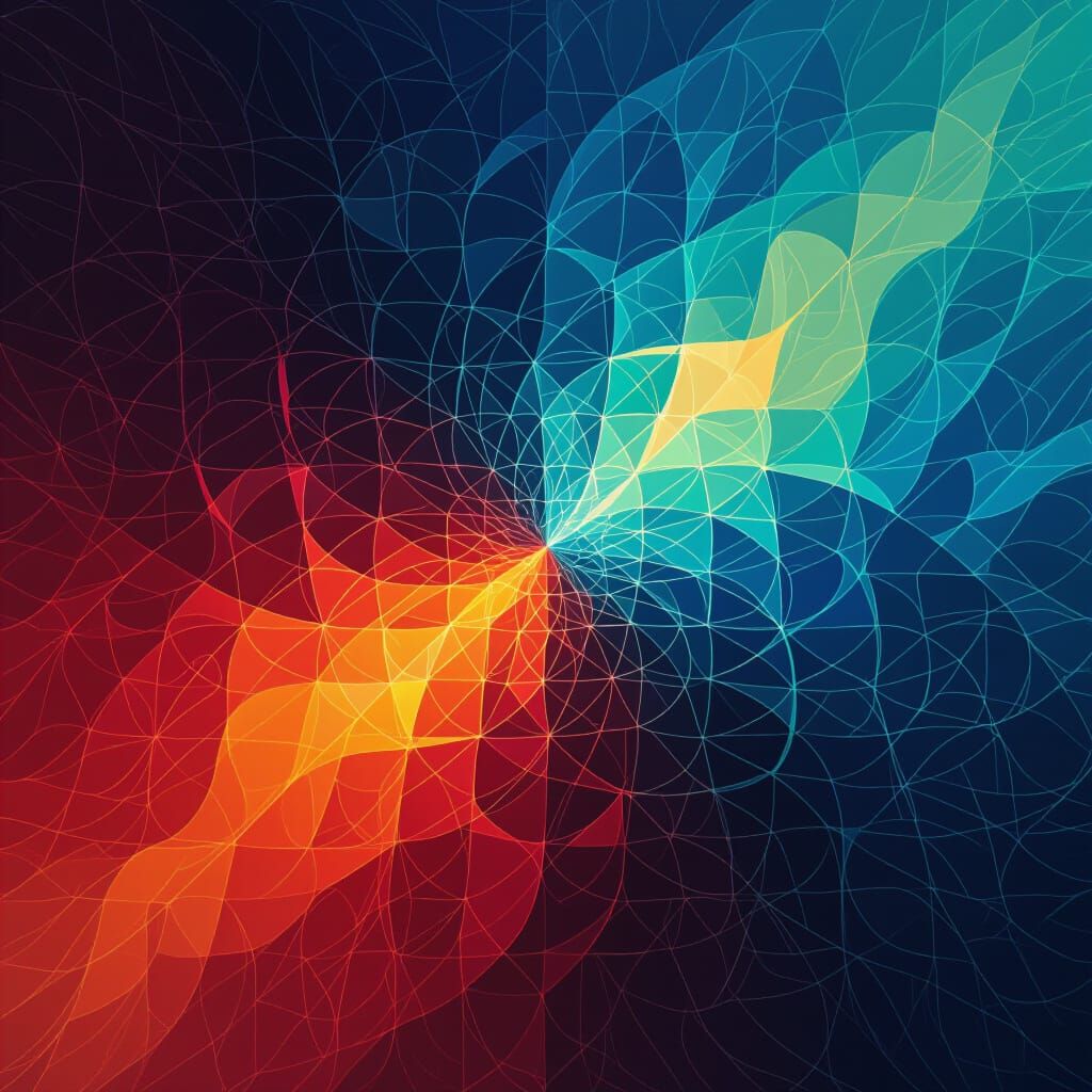 Abstract Digital Chaos in Complementary Colors