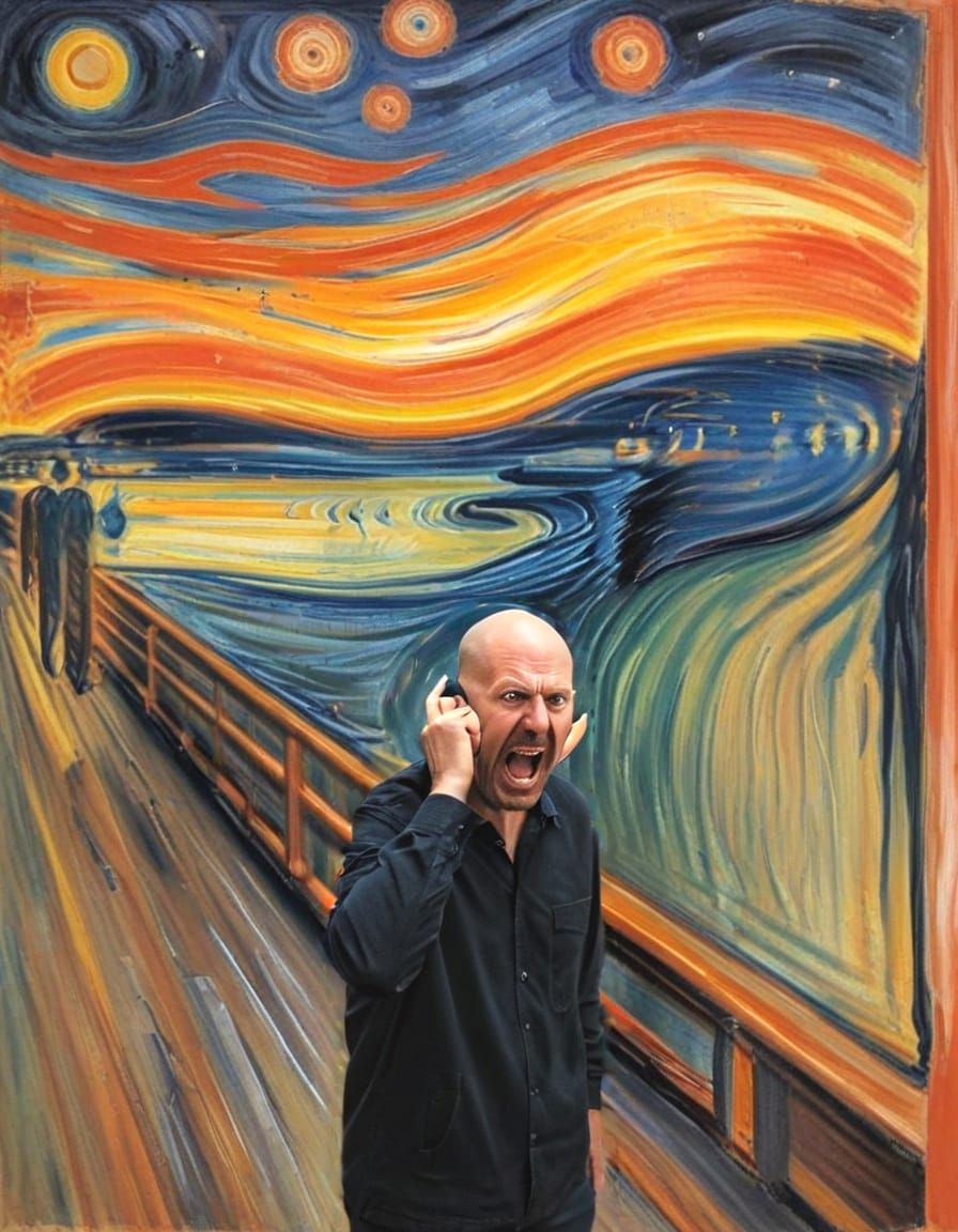Distorted Shout in a Dark Expressionist Painting