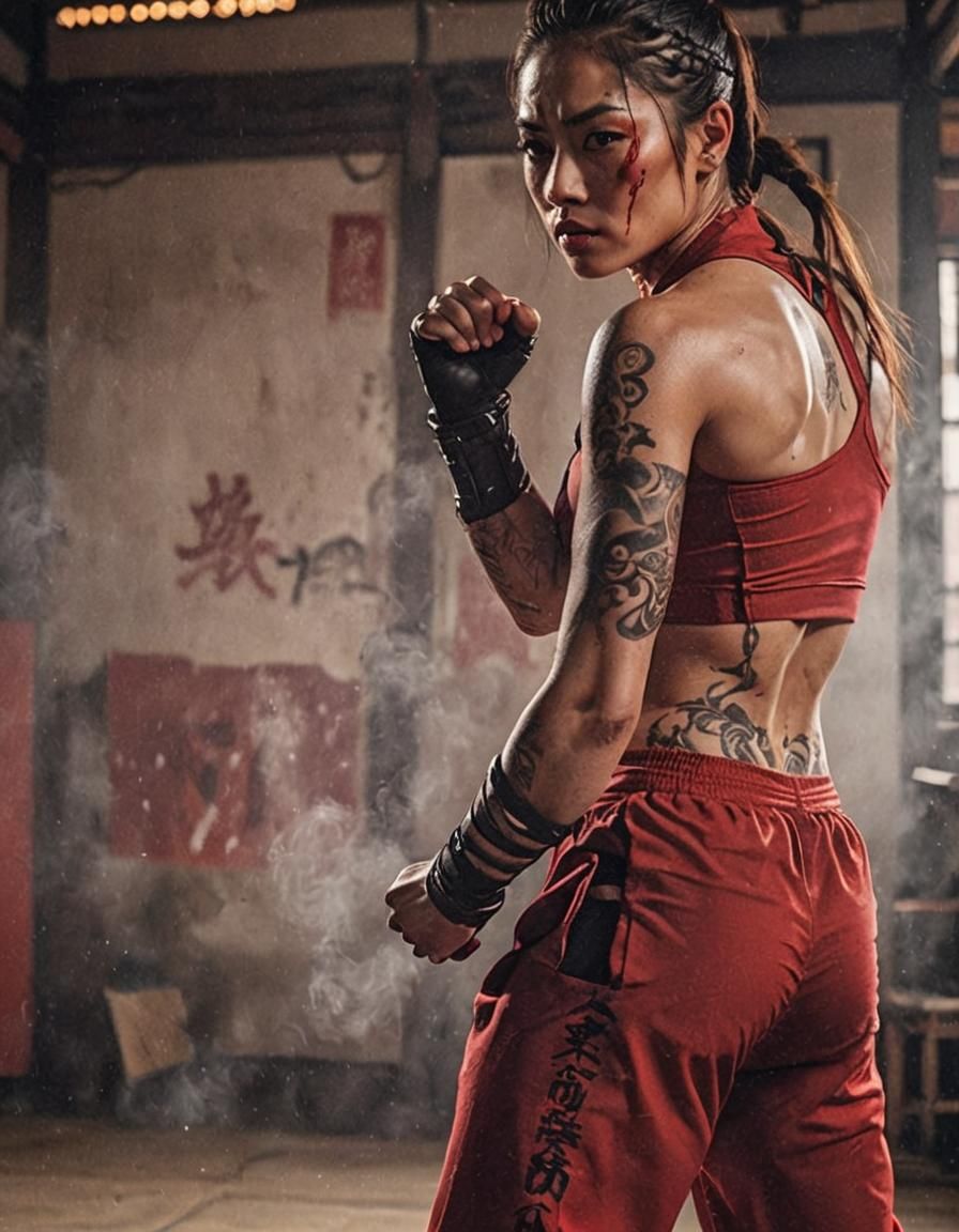 Gorgeous Martial Art Woman Fighter in Cinematic Style