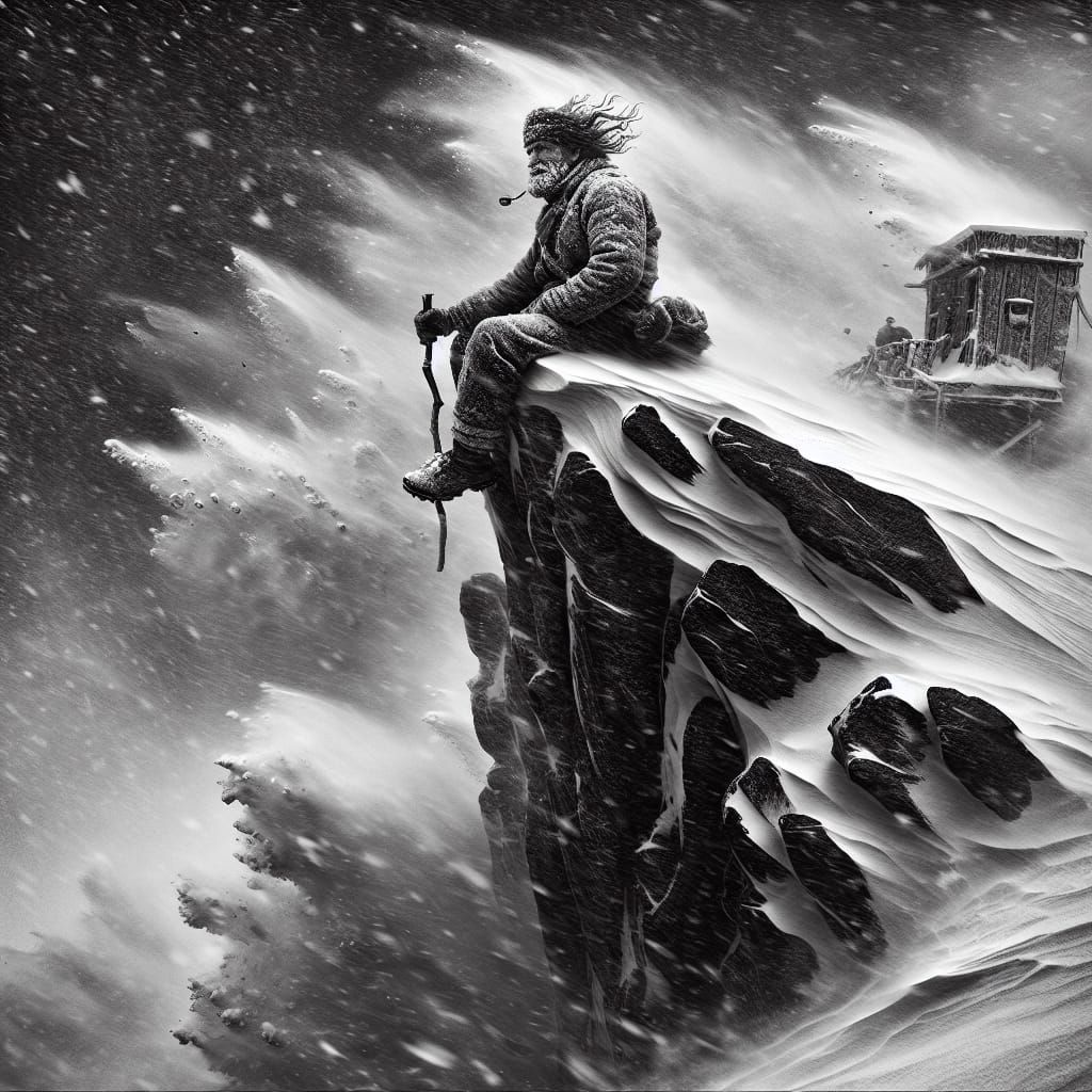 Monochromatic Vagabond in Snowstorm: Silent Film Era