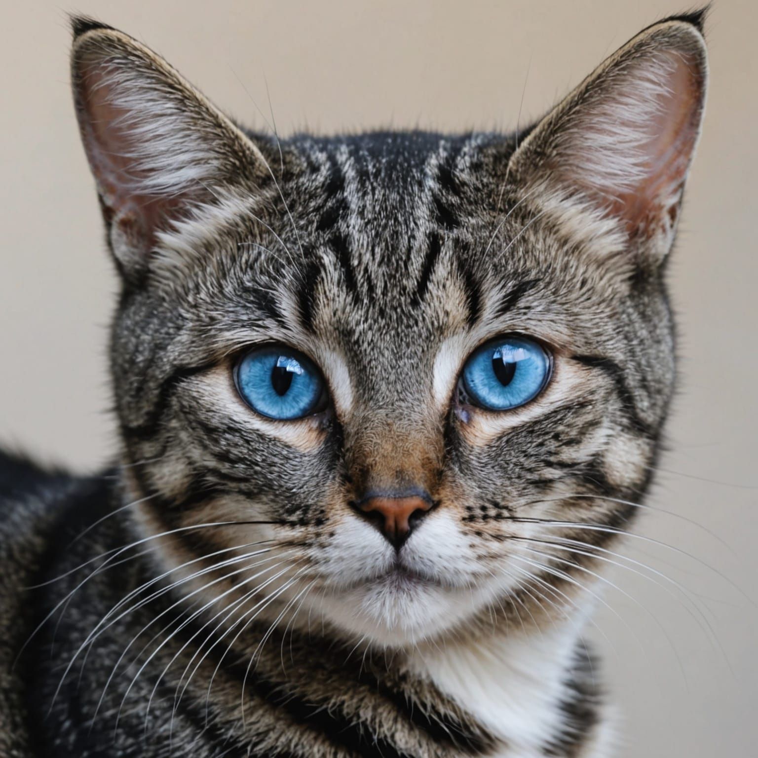 Elegant Silver Tabby Cat with Piercing Blue Eyes