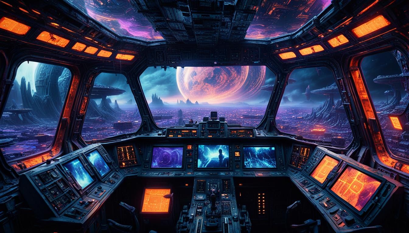 Apocalyptic Spaceship Interior in Cinematic Digital Art