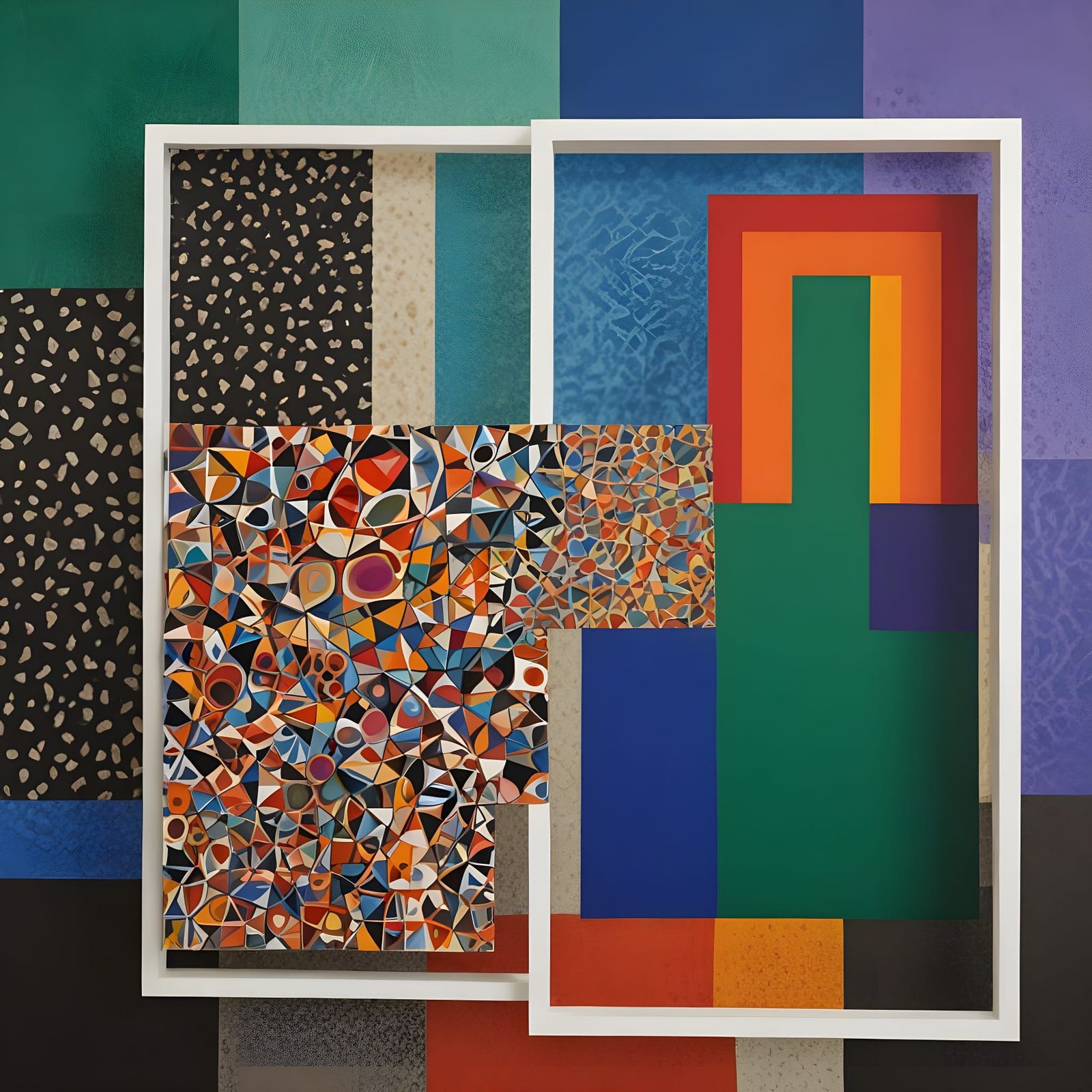 Abstract Collage in Shadowbox Frame