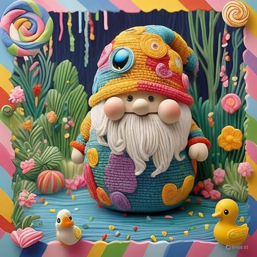 Garden Gnome in Vibrant Rainforest Wonderland