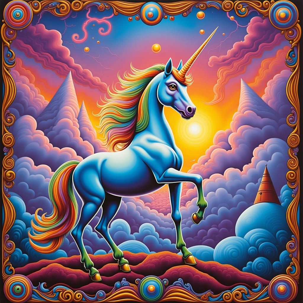 Majestic Zebricorn with Unicorn Horn and Rainbow Stripes