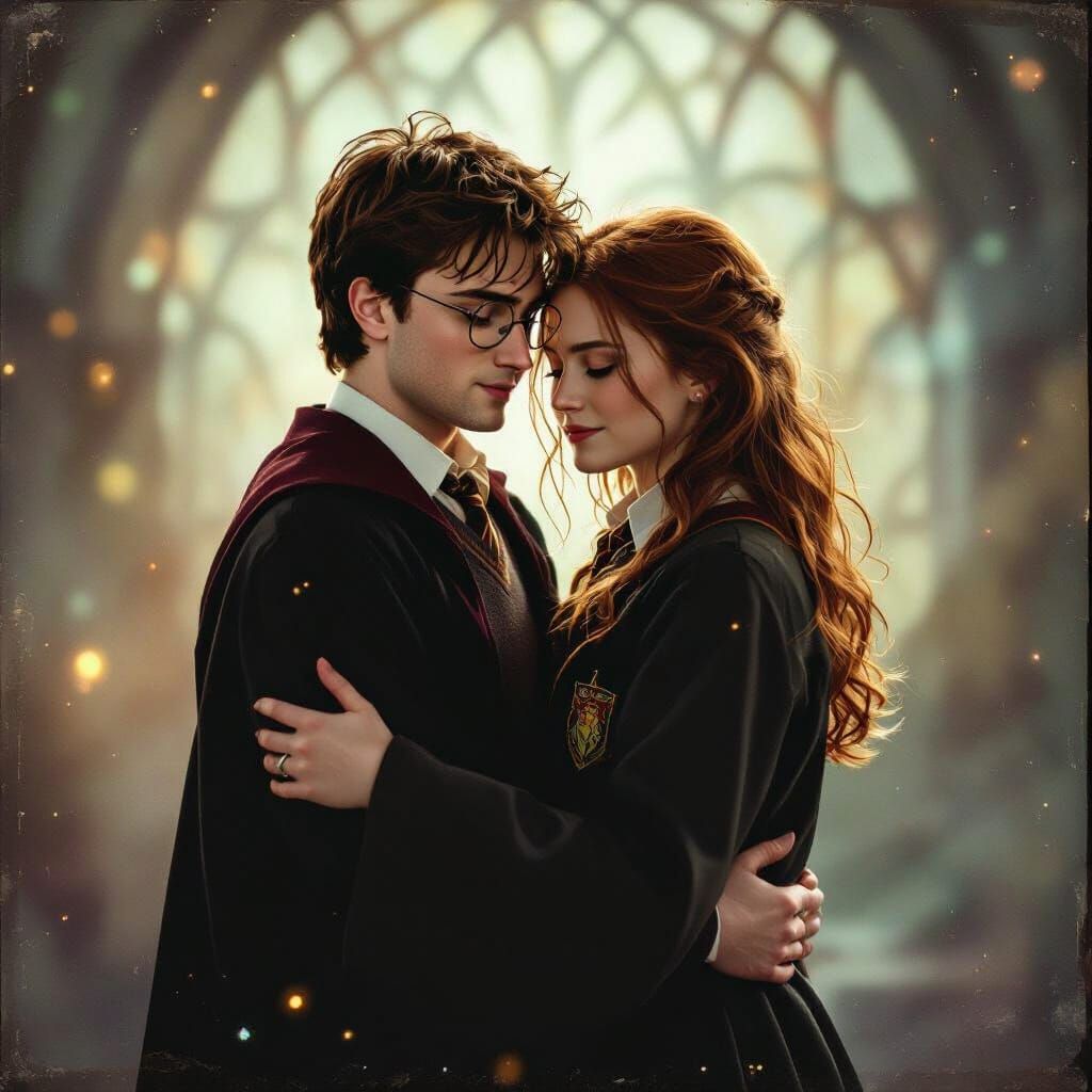 Magical Harry Potter Embrace in Astral Art Style