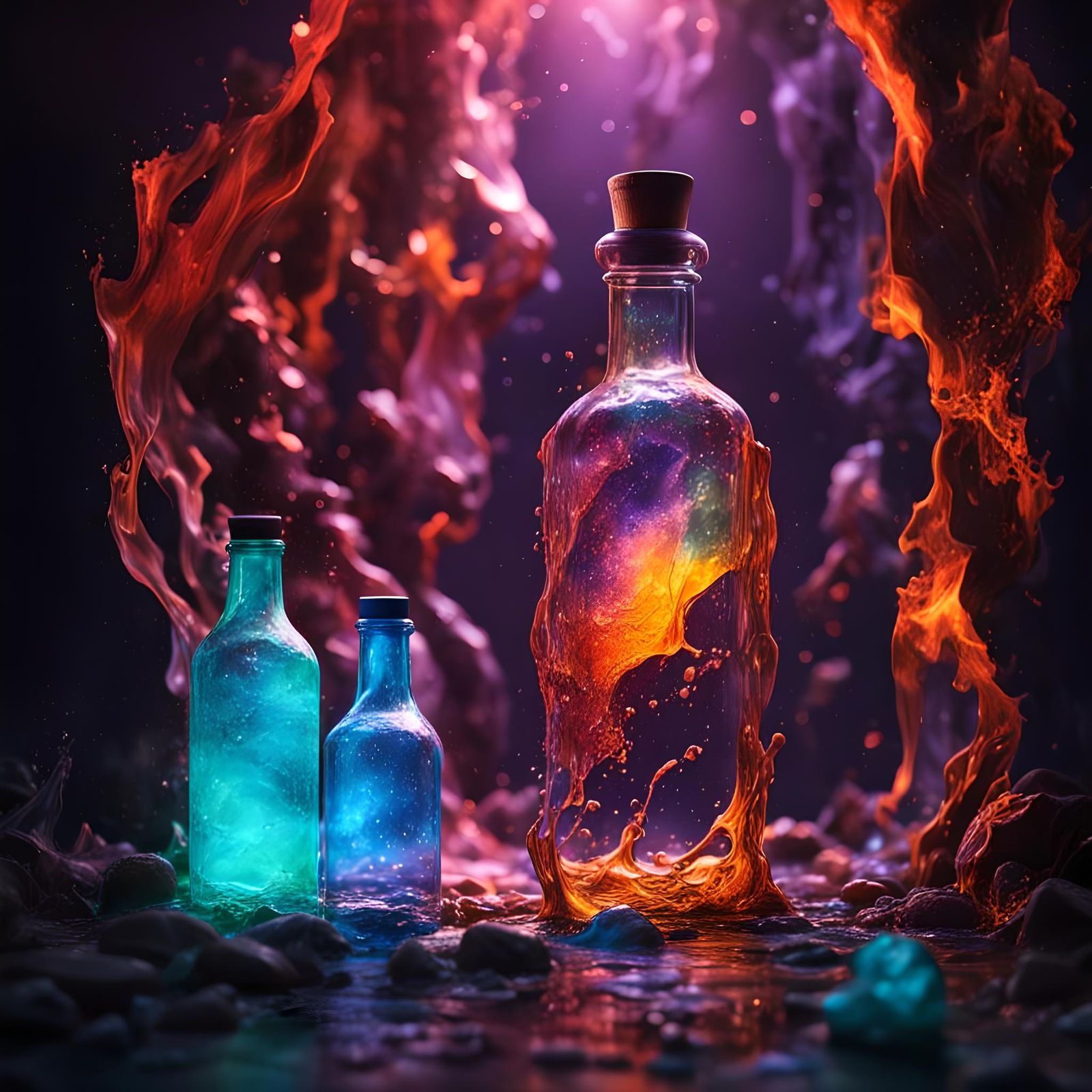 Eerie Soul Trap in Glass Bottle: Hyperrealistic Concept Art