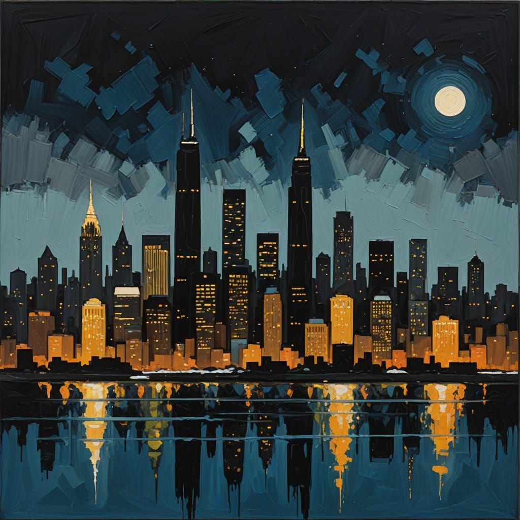 Abstract City Skyline at Night