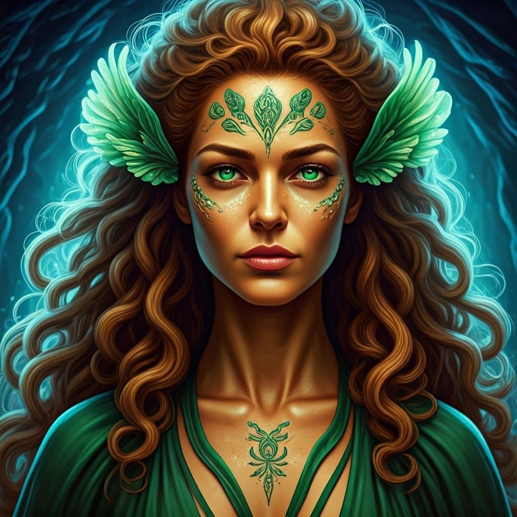 Mystical Irish Witch in Sea Cave, Digital Art