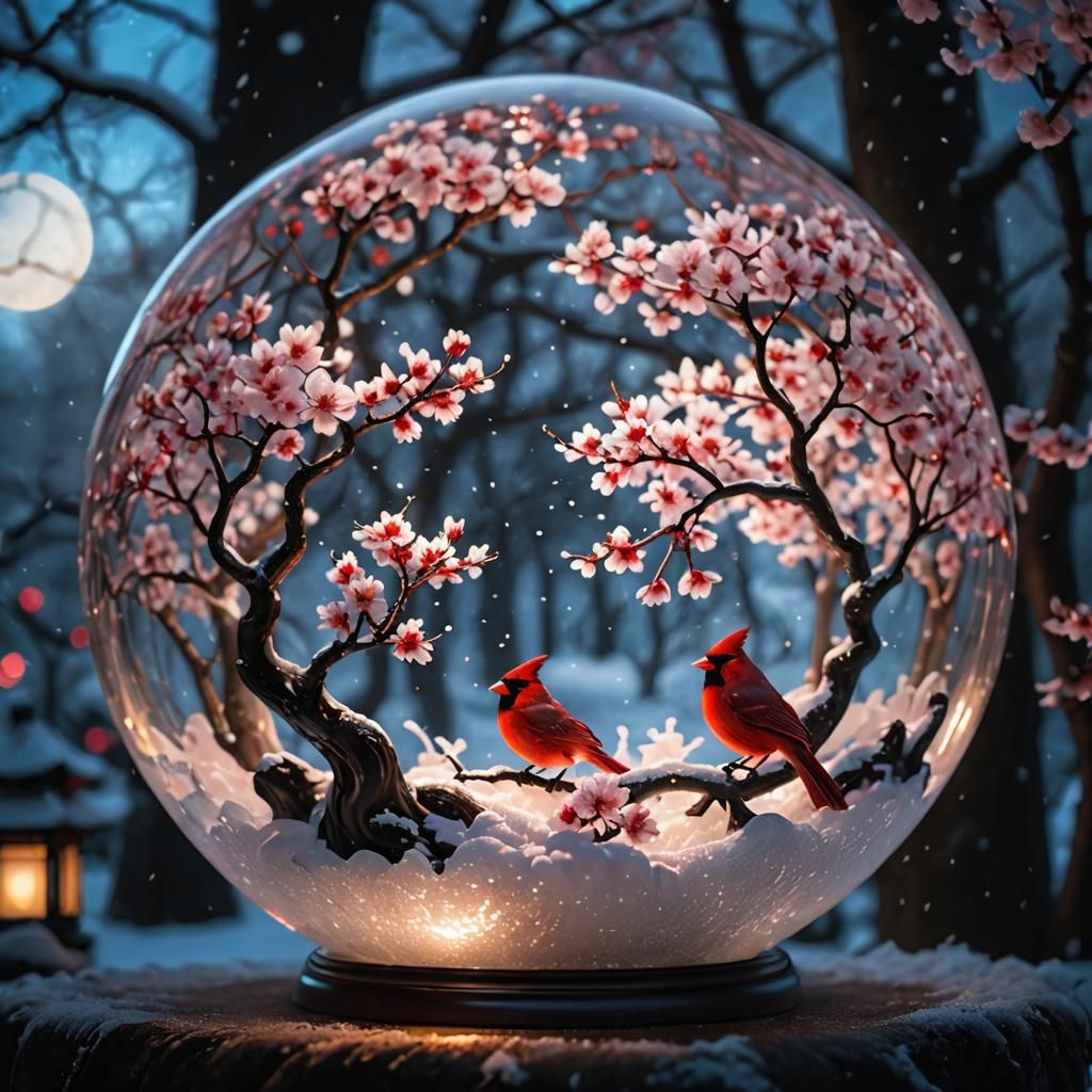 cherry blossom cardinal orb