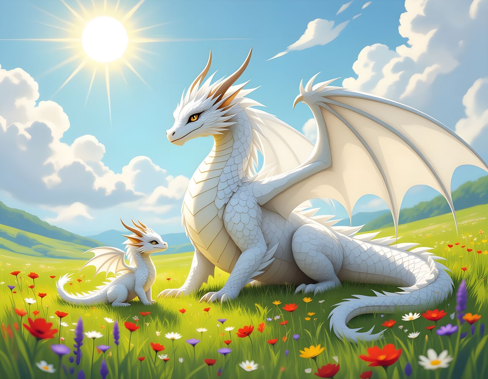 Dragon Family in Open Field, Ayami Kojima Style