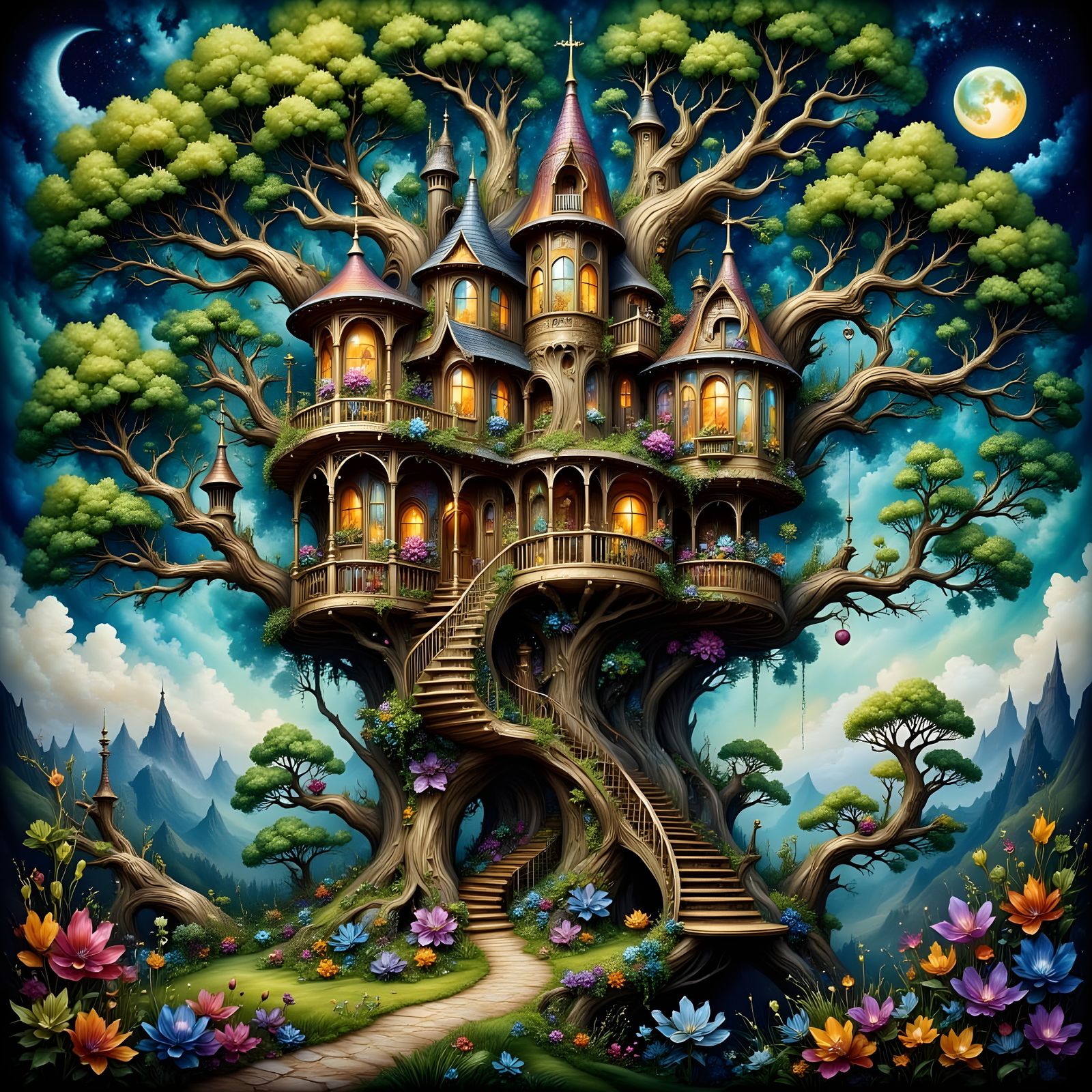 Enchanted Treehouse Castle in Romantic Style