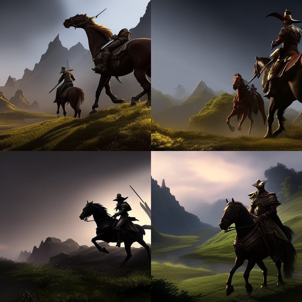 Dark Fantasy Horseman in Maximalist Style