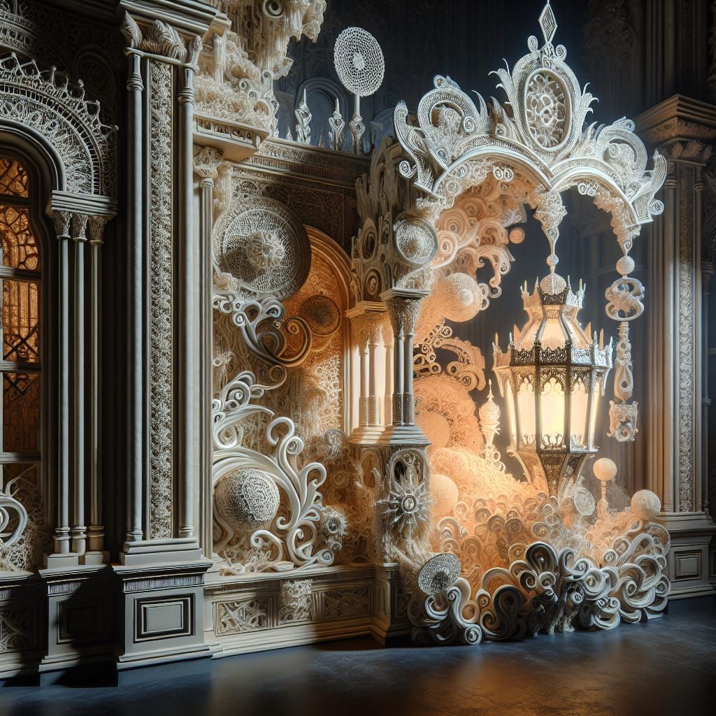 Fairytale Mansion: Ice on Fire Lantern Sculpture