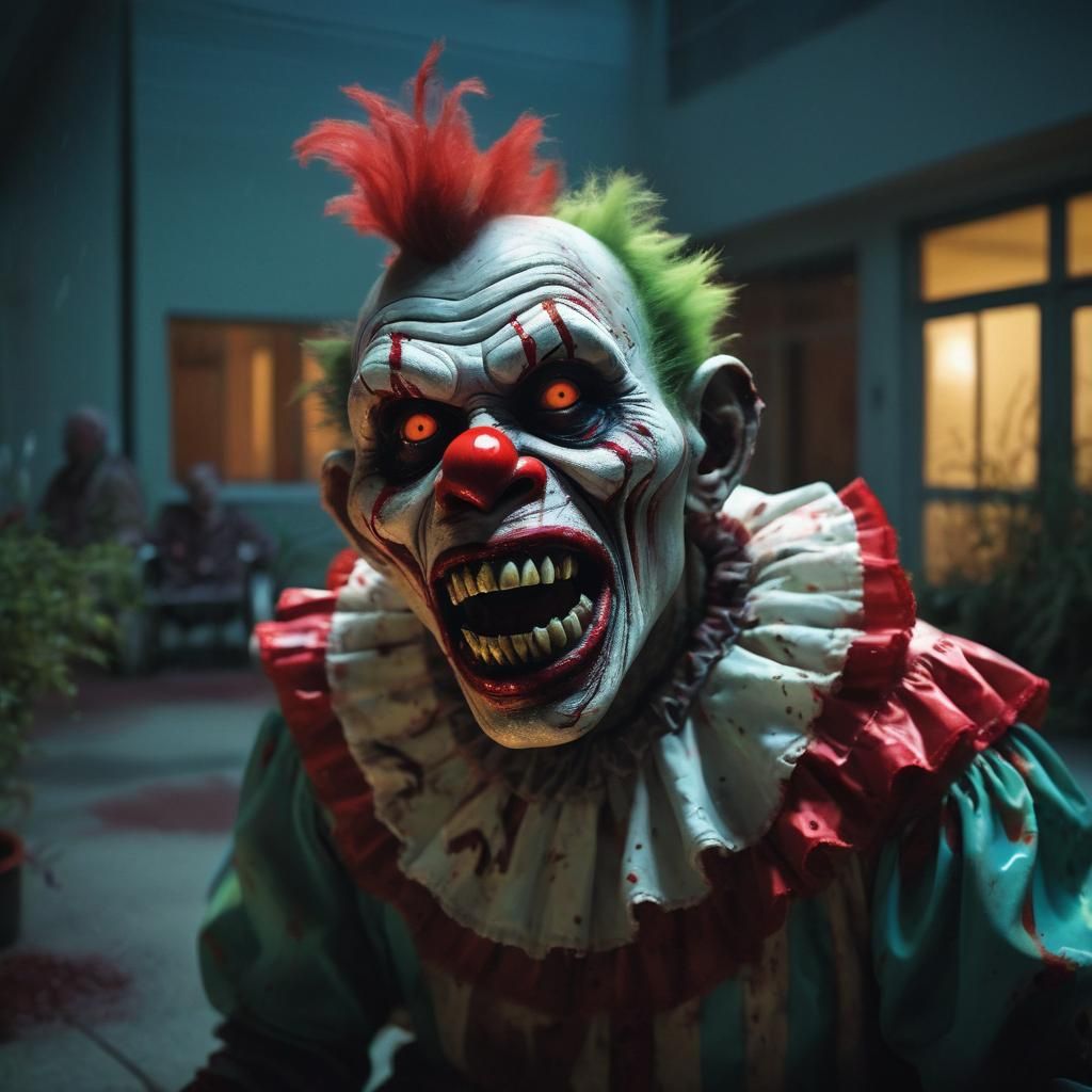 Zombie Monkey Clown Horror Comic Art