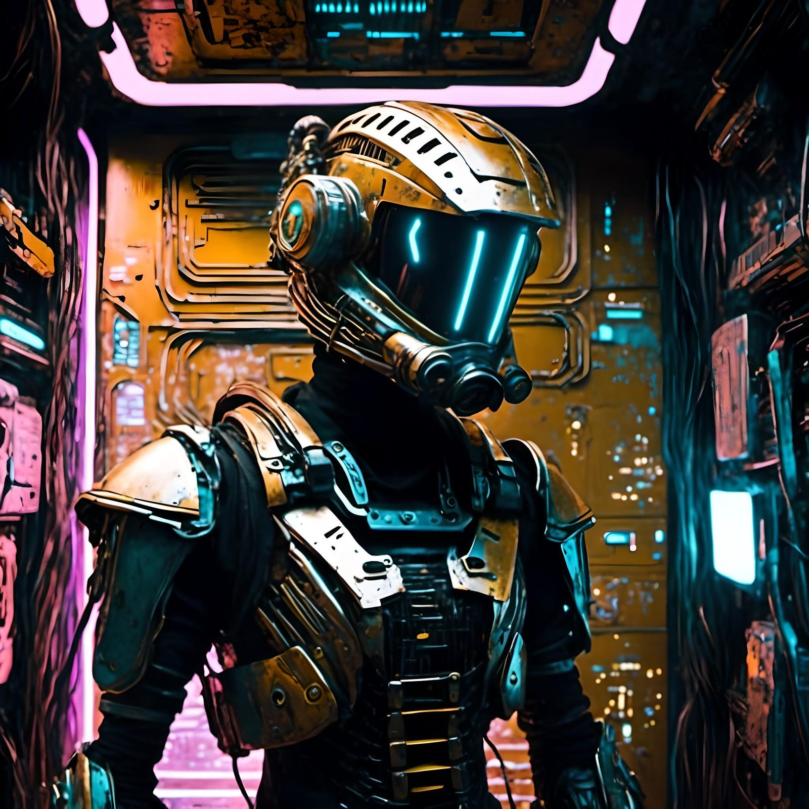 Cyberpunk Armor in Lomographic Style