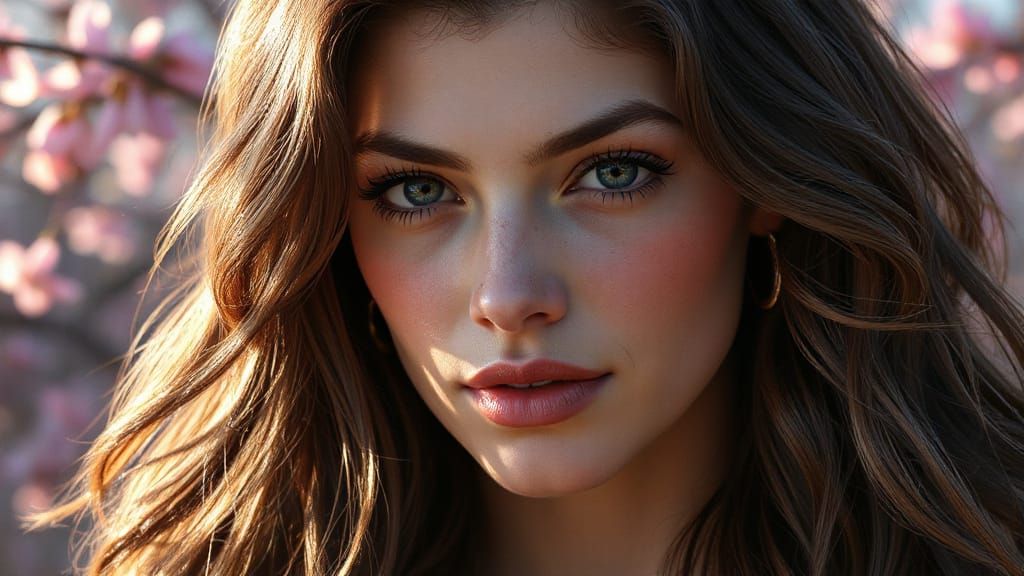 Spring Portrait in Hyperdetailed Art Nouveau Style