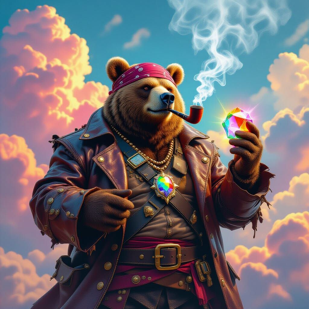 Bear Pirate with Rainbow Crystal Amulet