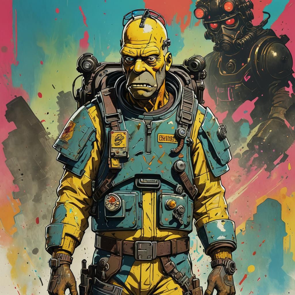 Homer Simpson in Fallout Jumpsuit: Hyperrealistic Art