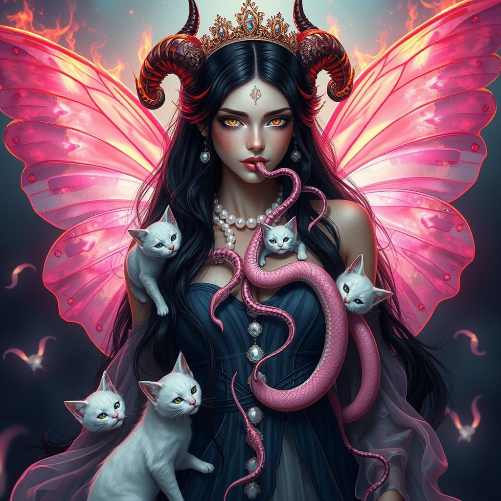 Fantasy Woman with Butterfly Wings in Matte Painting Style