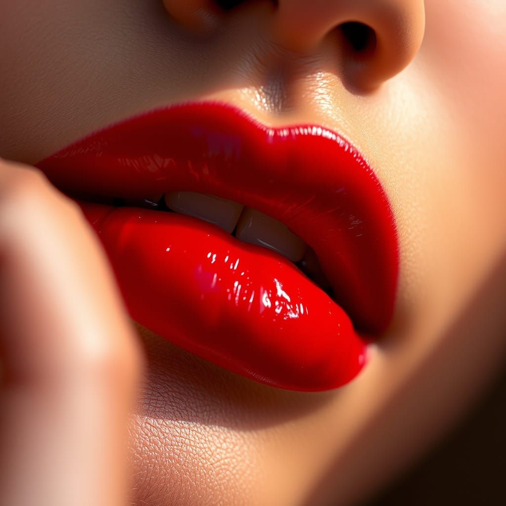 Juicy Red Lips in Hyper-Realistic Digital Art