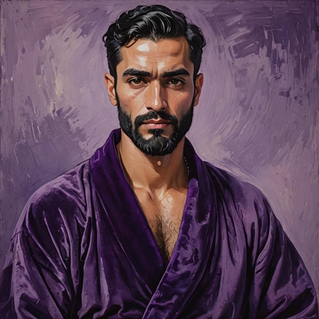 Distressed Man in Velvet Bathrobe: Impressionist Portrait
