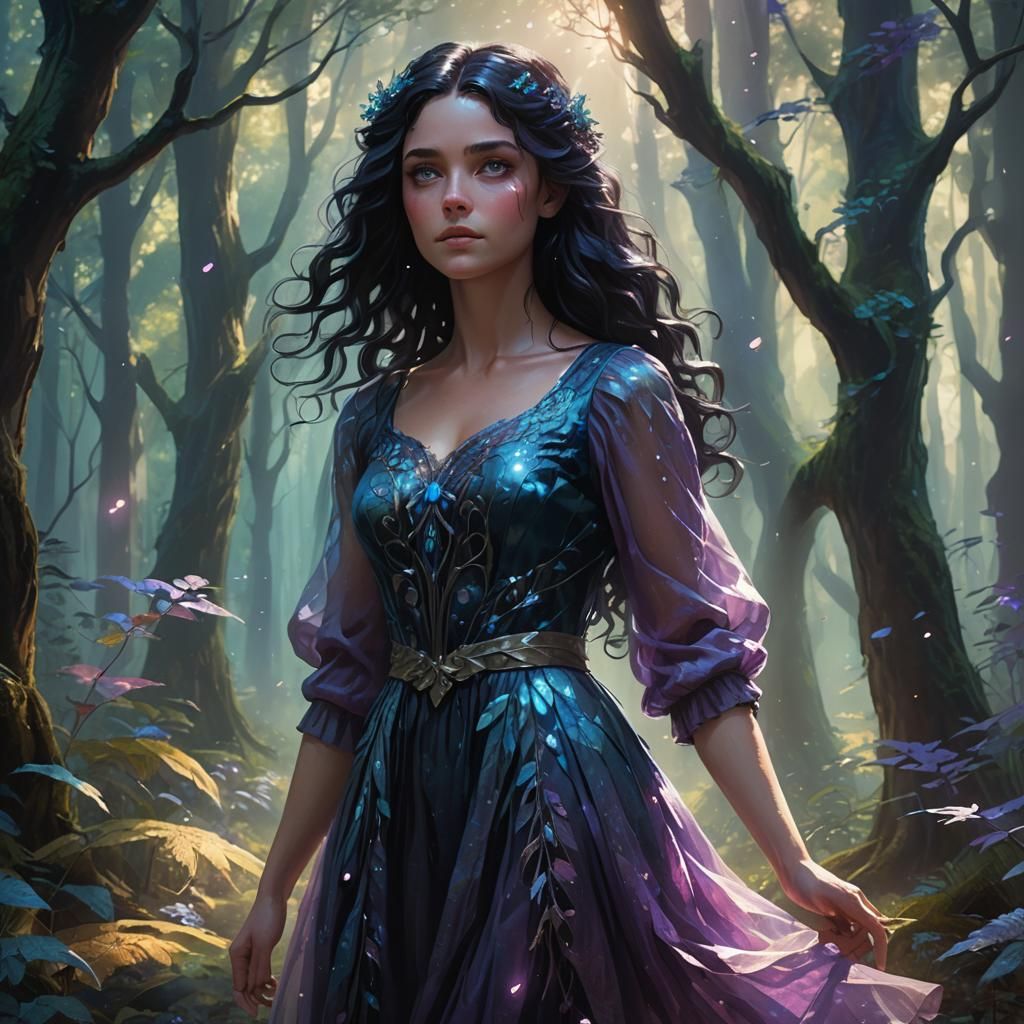 Mystical Forest Portrait of Girl with Ethereal Light
