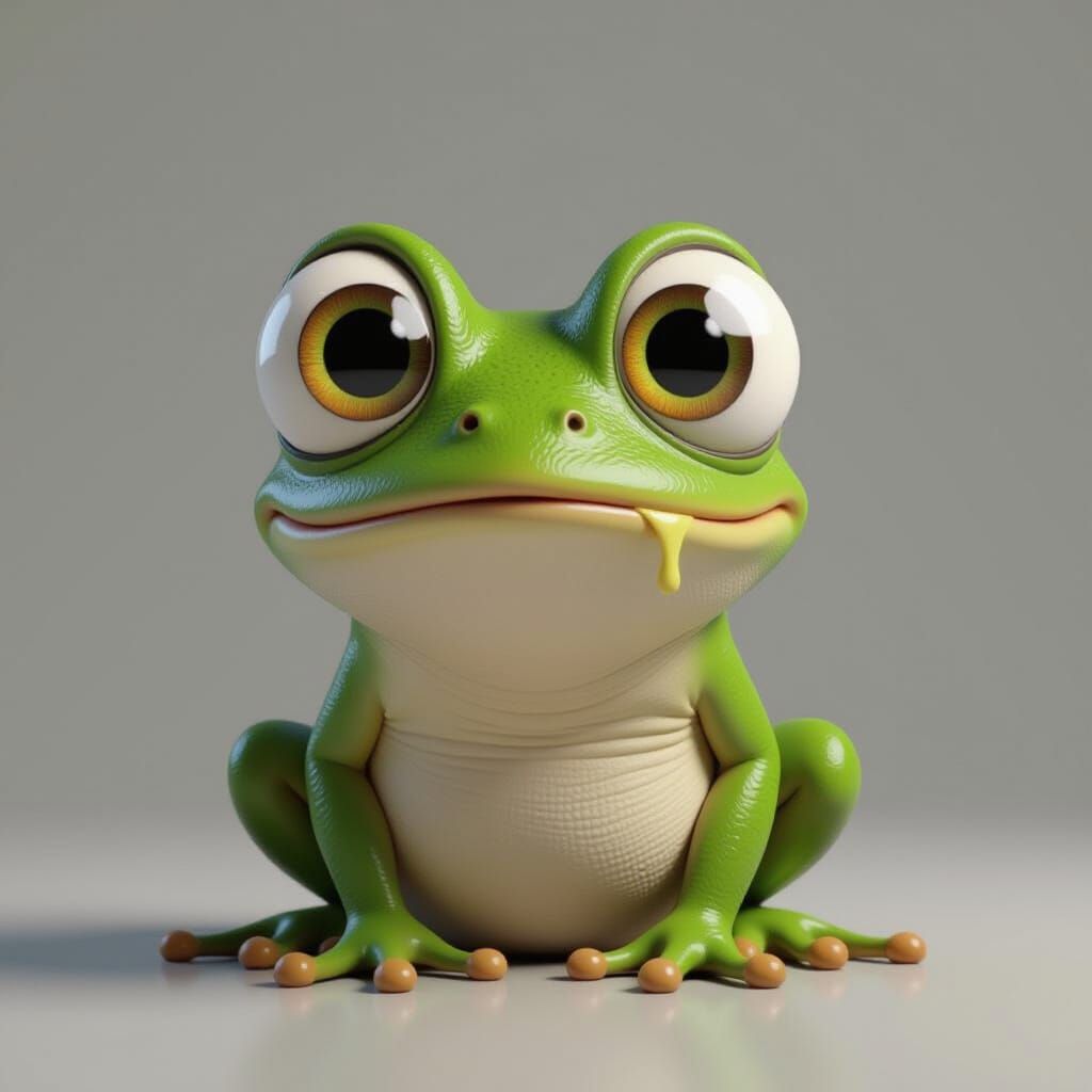 Stylized 3D Frog with Bulging Eyes