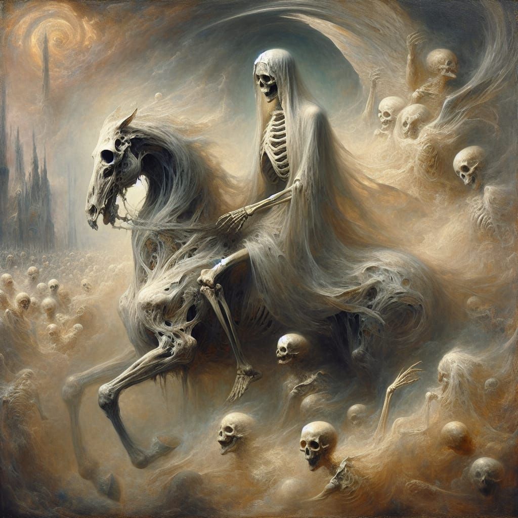 God of Death Rides Across a Spectral Landscape