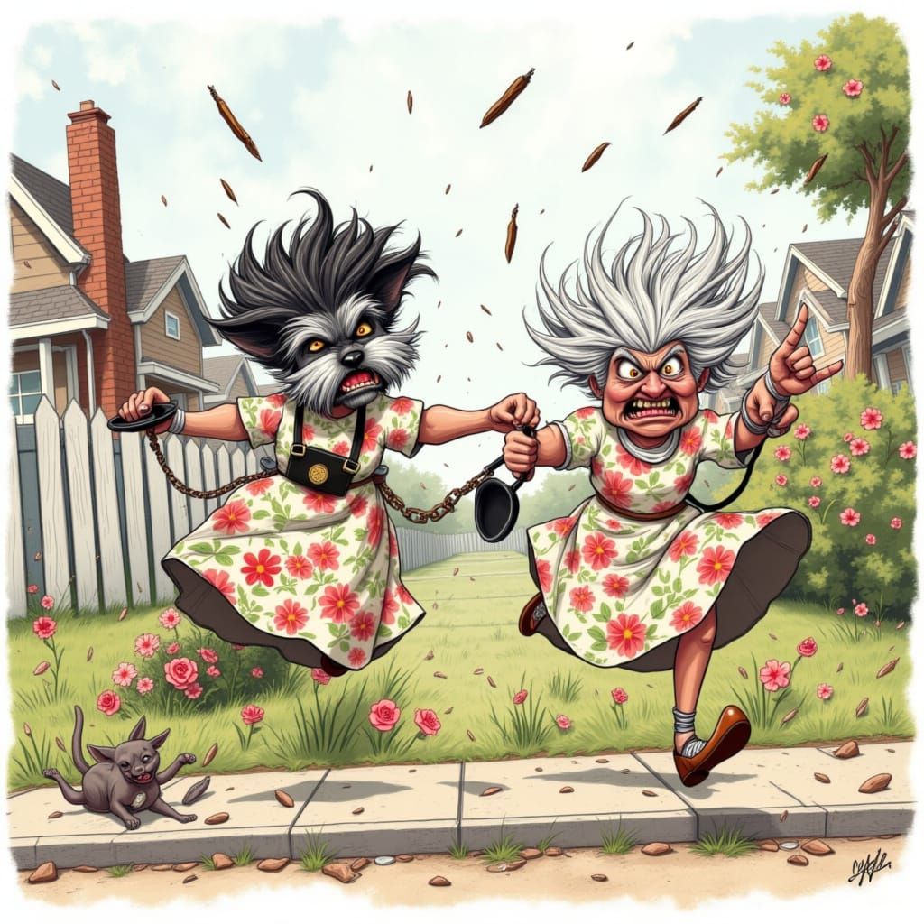 Schnauzer Puppy Walks with Disgruntled Meemaw in Whimsical N...