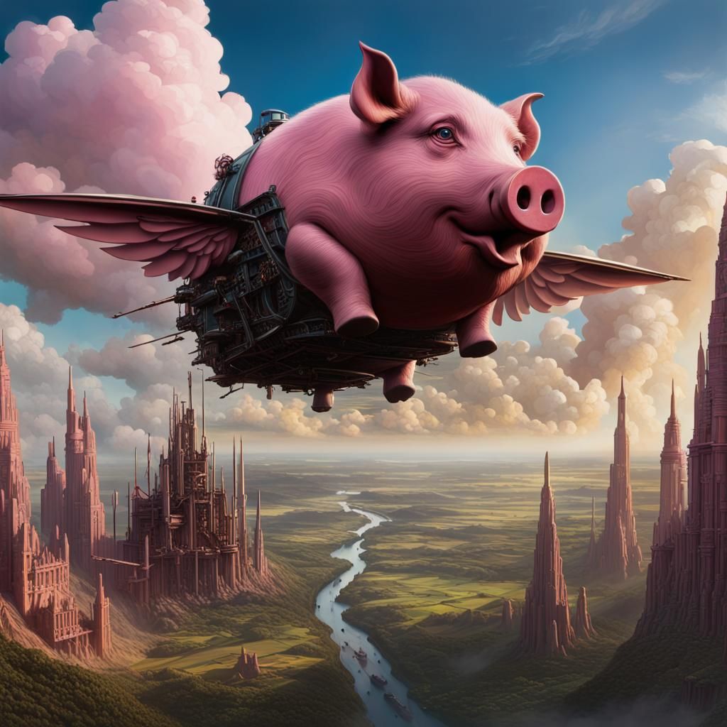 Pigs on the Wing, Detailed Fantasy Concept Art