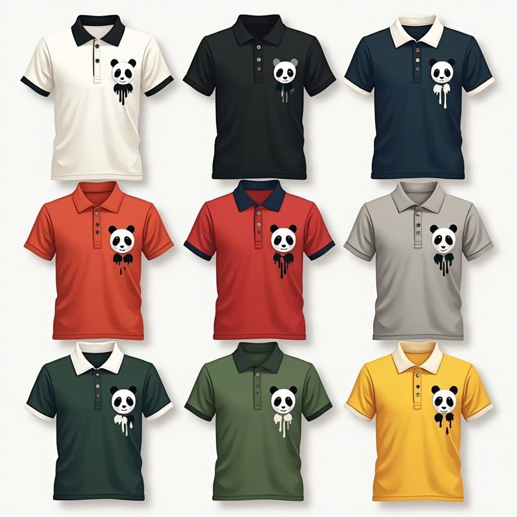Stylish Panda Polo T-Shirts