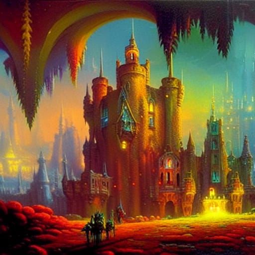 Epic Fantasy Landscape with Castle in Lehr Style