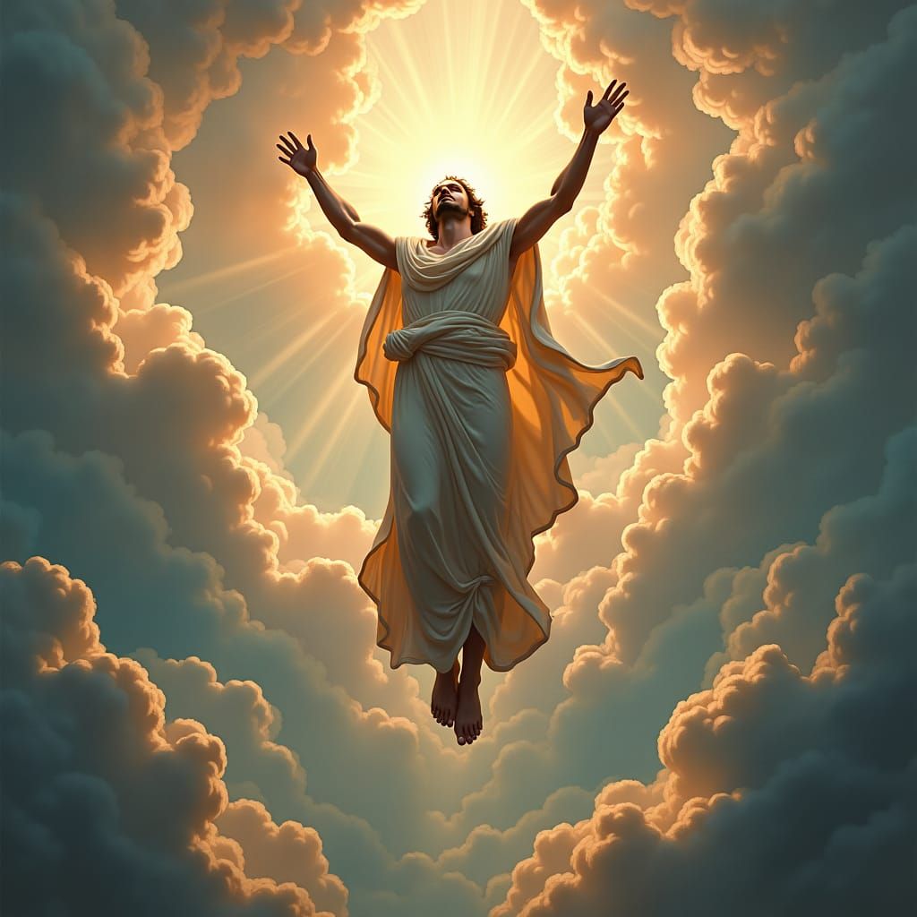 Man Ascending to Heaven in Renaissance Style