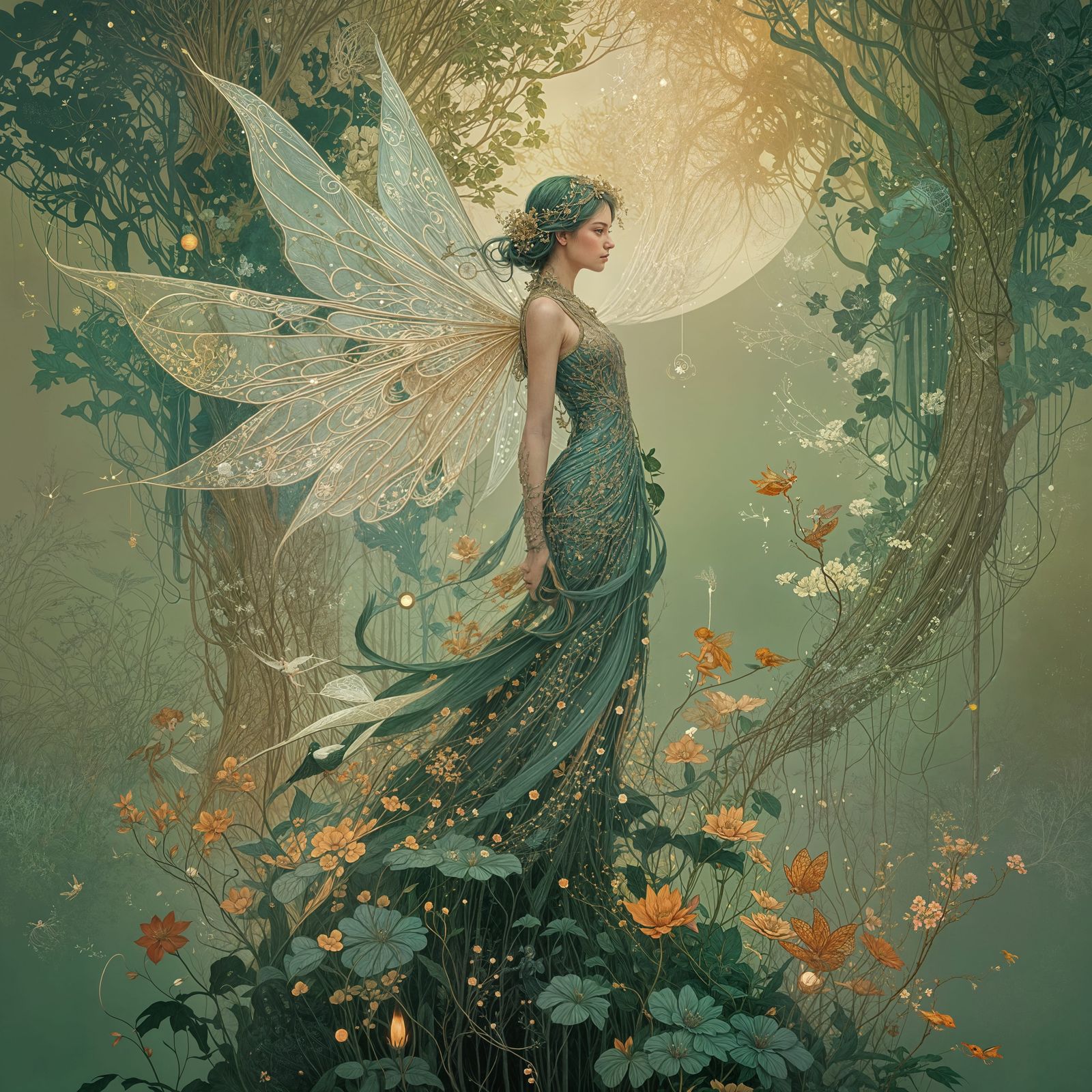 Intricate Fairy Portrait in Ngai Style