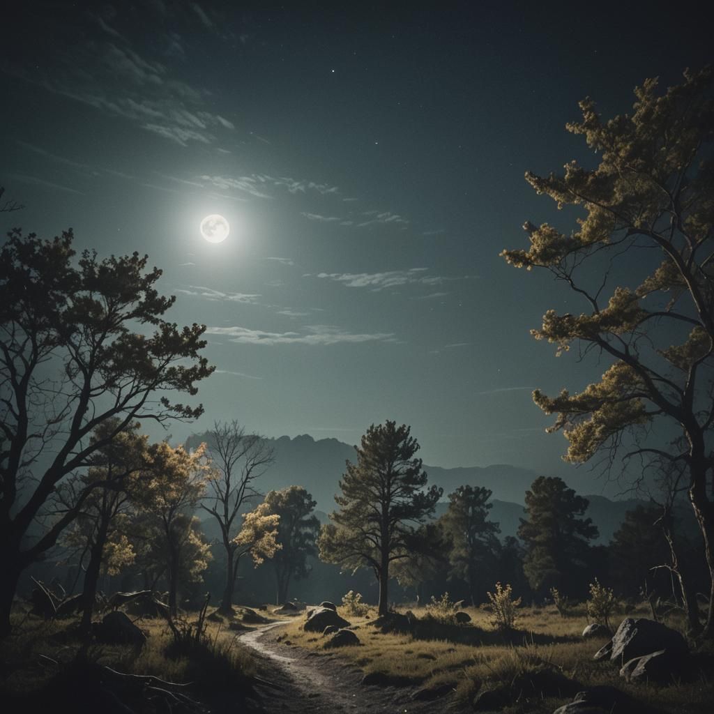 Moonlit Countryside: Enchanting Whispers of Nature